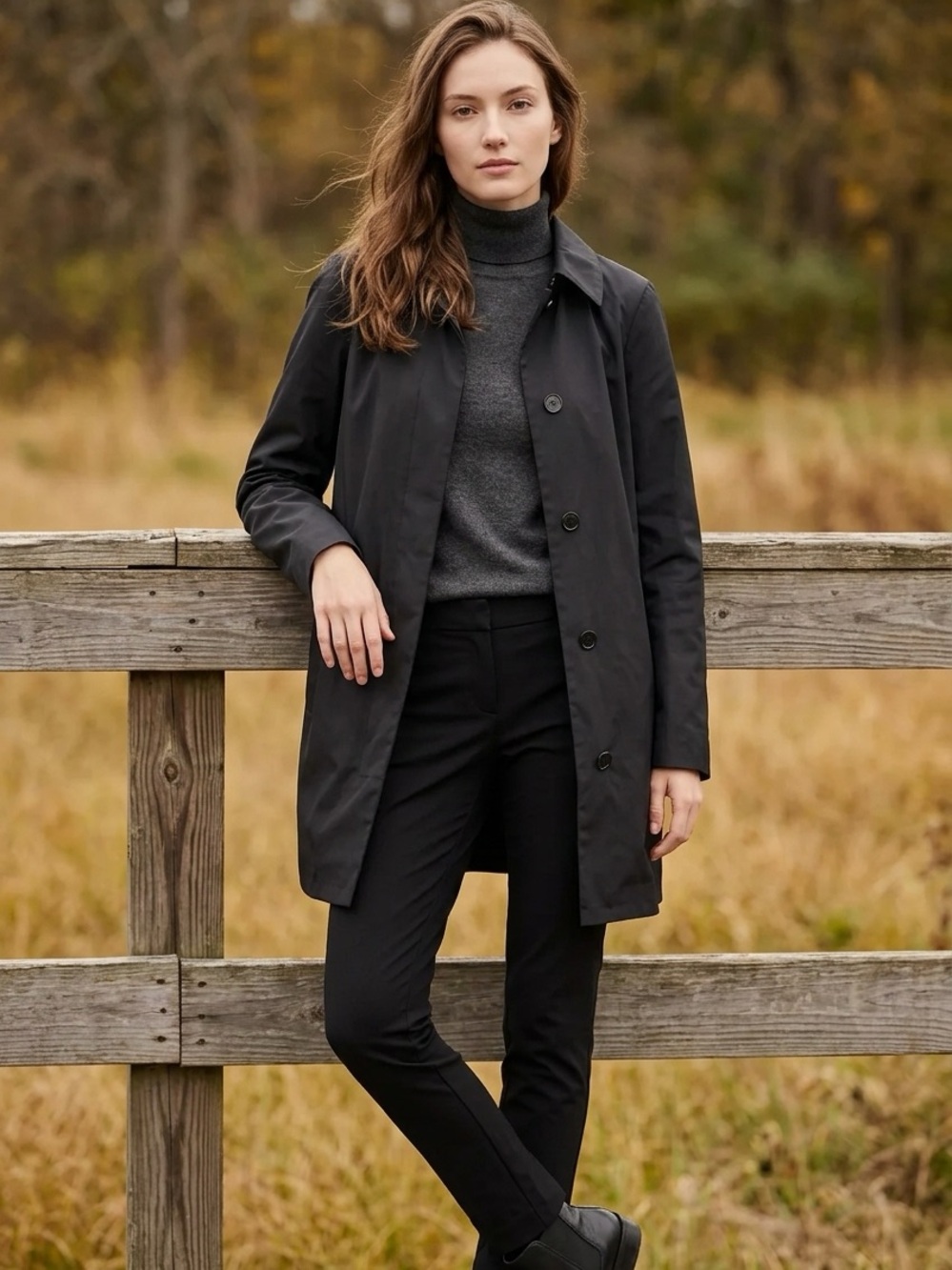 DKNY Women'Small Black Trench Coat Size Small Like New